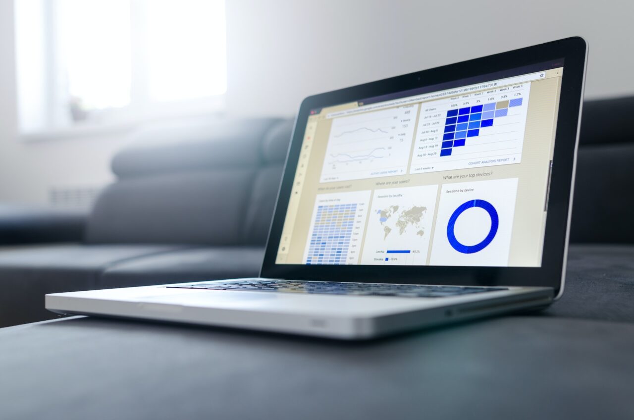 a laptop showing e-commerce data