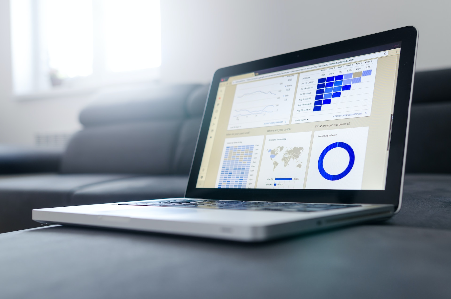 a laptop showing e-commerce data