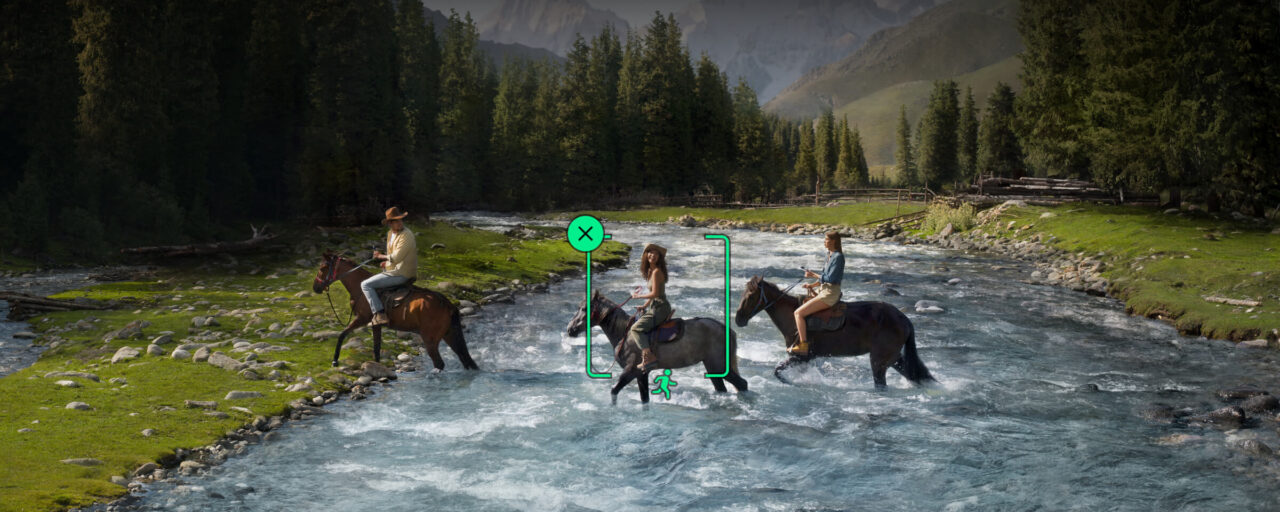 people riding a horse inside a river