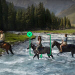 people riding a horse inside a river