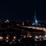 turin at night, italy panorama