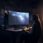 woman in front of a monitor